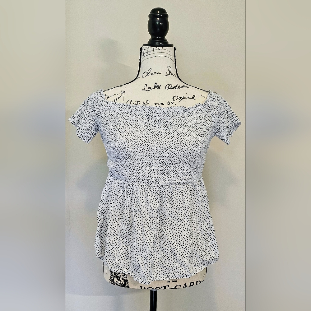 Old Navy smocked polka dot blouse - size M